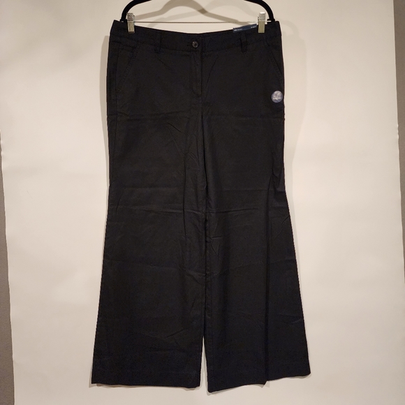 Lands' End NWT Wide Leg Weekend Chino Trousers Black Slant Pocket Pants Classic - Picture 3 of 13